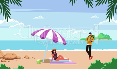 couple is enjoying at the beach