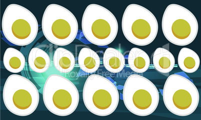 digital textile design of eggs on abstract background