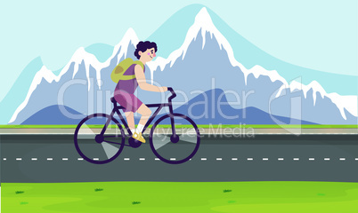 boy is riding bicycle on the roads
