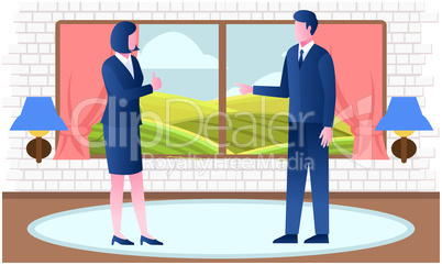 employees discuss on a project in office