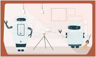 electronic robots are working at home