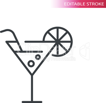 Cocktail or martini glass thin line vector icon