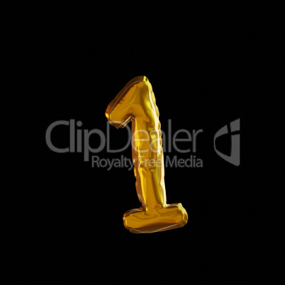 Golden Balloon Number 1, Realistic 3D Rendering