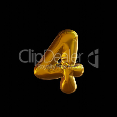 Golden Balloon Number 4, Realistic 3D Rendering