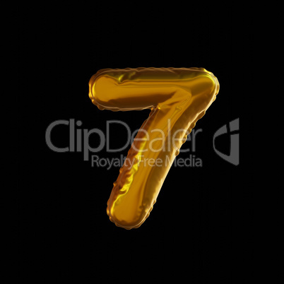 Golden Balloon Number 7, Realistic 3D Rendering