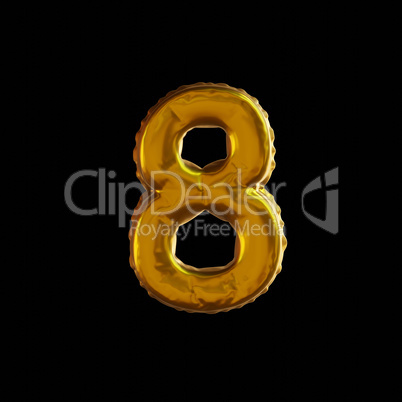 Golden Balloon Number 8, Realistic 3D Rendering