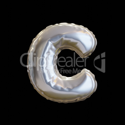 Silver Balloon Letter C, Realistic 3D Rendering