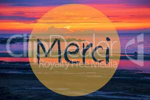 Sunset Or Sunrise At Sweden Ocean, Merci Means Thank You