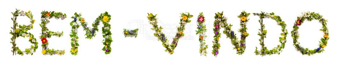 Flower And Blossom Letter Building Word Bem-Vindo Means Welcome