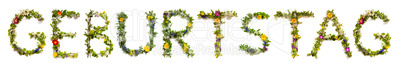 Flower And Blossom Letter Building Word Geburtstag Means Birthday