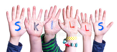 Children Hands Building Word Skills, Isolated Background