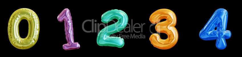 Set of colorful Balloon Numbers, Realistic 3D Rendering
