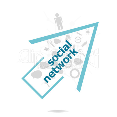 Text Social Network. Social concept . Data protection and secure elements inforgaphic set