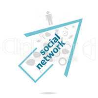 Text Social Network. Social concept . Data protection and secure elements inforgaphic set