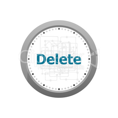 The word delete on digital screen, information technology concept . Abstract wall clock isolated on a white background