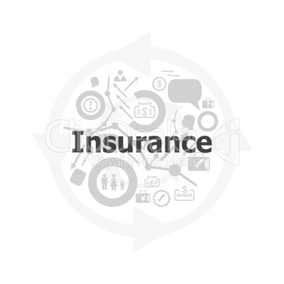 The word insurance on digital screen, business concept