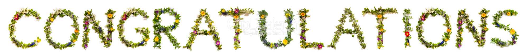 Flower And Blossom Letter Building Word Congratulations