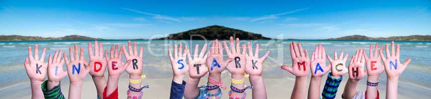 Children Hands, Kinder Stark Machen Means Strengthen Children, Ocean Background