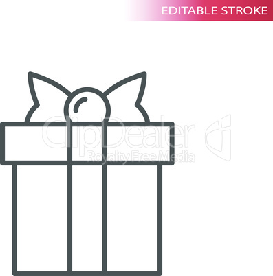 Gift box with ribbon or bow thin line vector