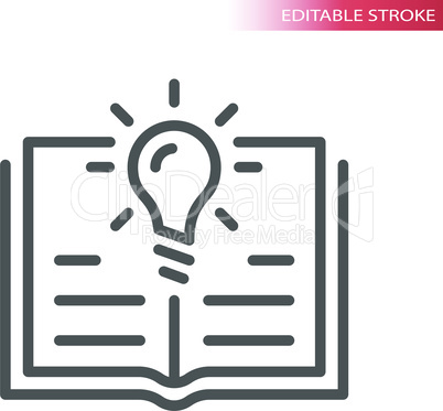Light bulb and open book or textbook vector icon