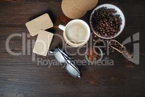 Coffee on wood table