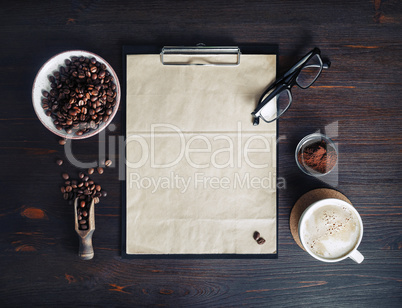 Coffee and blank menu
