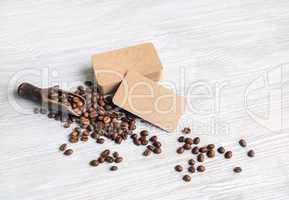 Kraft business cards, coffee beans