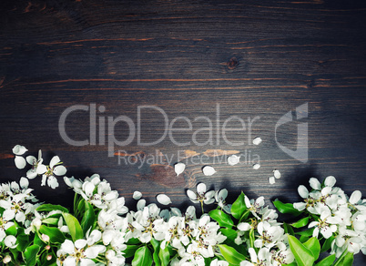 Wooden texture with flowers