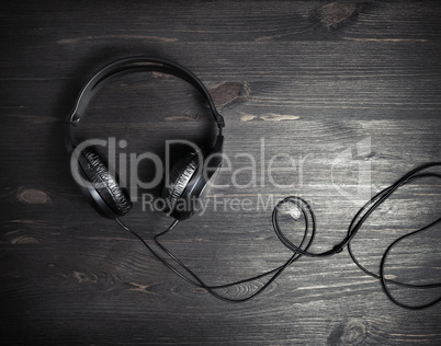 Headphones on wood