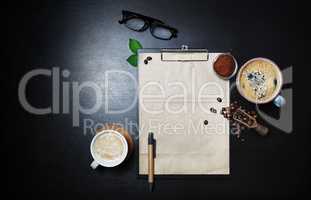 Vintage stationery and coffee