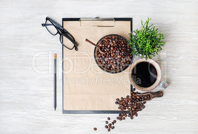Stationery set and coffee