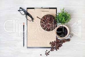 Stationery set and coffee