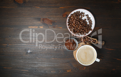 Coffee on wooden table