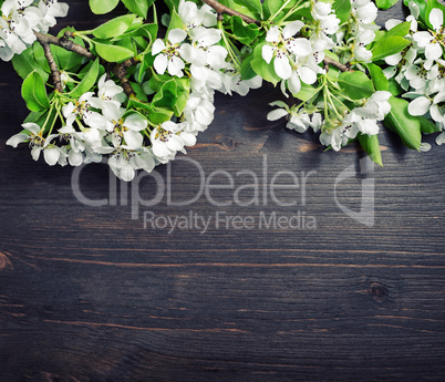 Wooden background with flowers