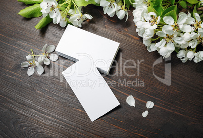 Business cards and flowers