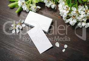 Business cards and flowers
