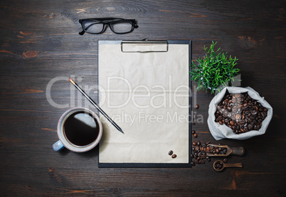 Stationery with coffee