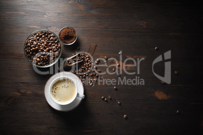 Coffee on wooden table