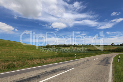 Summer landscape with green fields and beautiful sky