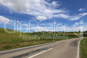 Summer landscape with green fields and beautiful sky