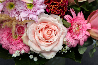 Fragments of a floral bouquet with beautiful roses