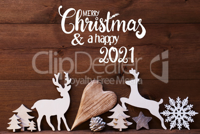 Reindee, Heart, Tree, Fir Cone, Merry Christmas And Happy 2021