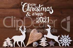 Reindee, Heart, Tree, Fir Cone, Merry Christmas And Happy 2021