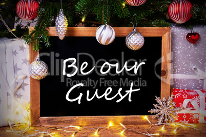 Chalkboard, Tree, Gift, Fairy Lights, Be Our Guest