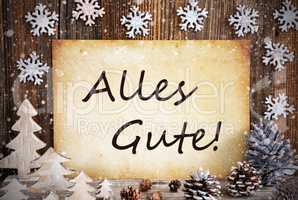 Old Paper, Christmas Decoration, Alles Gute Means Best Wishes, Snowflakes
