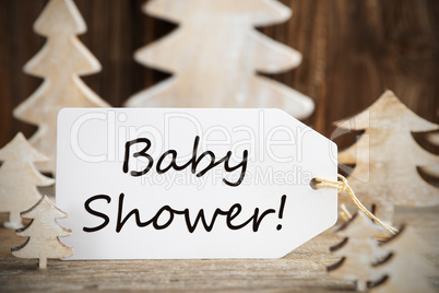 Christmas Tree, Label With English Text Baby Shower
