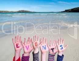Children Hands Building Word Events, Ocean Background