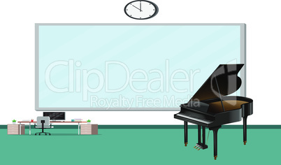 mock up illustration of realistic piano in offices