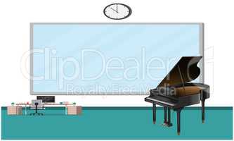 mock up illustration of realistic piano in offices