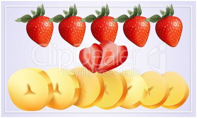 digital textile design of different fruits on abstract background